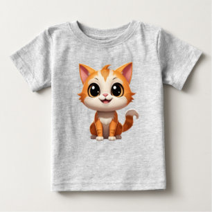 Camiseta Para Bebê Personagem de desenho de gato laranja fofo-89738