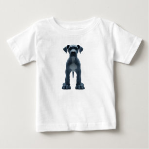 Camiseta Para Bebê Personagem de Grande Danês Azul Estilizado em 3D
