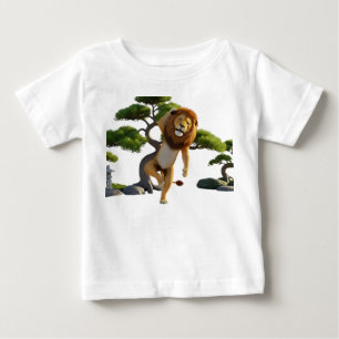 Camiseta Para Bebê Personagem de Leão 3D Engraçado Praticando Kung Fu