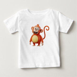 Camiseta Para Bebê Personagem de Macaco de Desenho Animado Laranja 3D