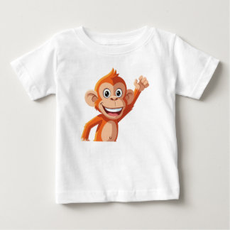 Camiseta Para Bebê Personagem de Macaco de Desenho Animado Laranja Ac