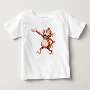 Camiseta Para Bebê Personagem de Macaco Gesticulando e Sorriso