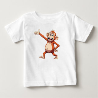 Camiseta Para Bebê Personagem de Macaco Gesticulando e Sorriso