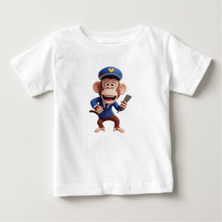 Camiseta Para Bebê Personagem de macaco piloto em uniforme azul de ca