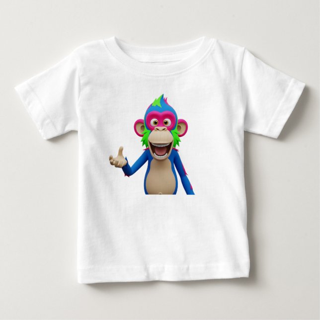 Camiseta Para Bebê Personagem de Macaco Rindo (Frente)