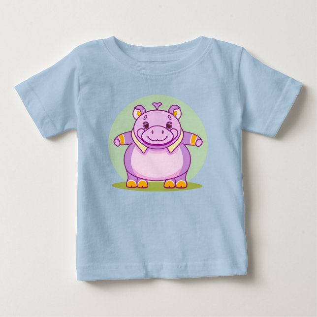 Camiseta Para Bebê Personagem do Hipopótamo Feliz (Frente)