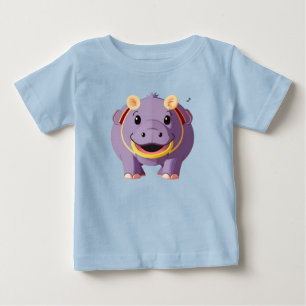 Camiseta Para Bebê Personagem do Hipopótamo Feliz