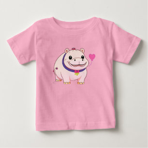 Camiseta Para Bebê Personagem do Hipopótamo Feliz