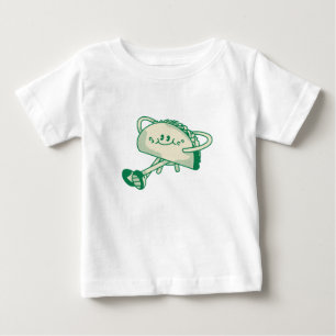 Camiseta Para Bebê Personagem Mascote de Taco Verde Fofo Caminhando