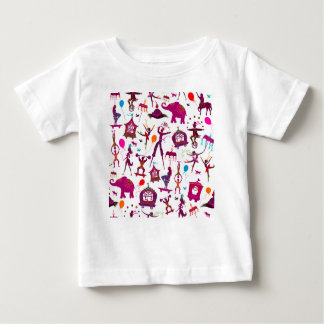 Camiseta Para Bebê personagens coloridos de circo em branco