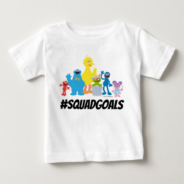 Camiseta Para Bebê Personagens da Vila Sésamo | #SQUADGOALS (Frente)