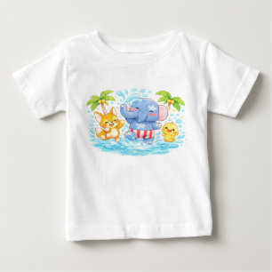 Camiseta Para Bebê Personagens de brinquedo em pastel suave
