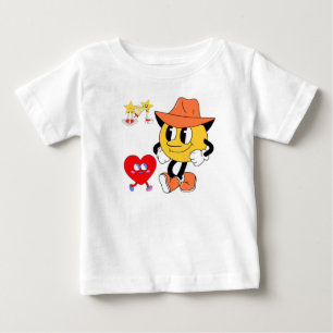 Camiseta Para Bebê Personagens de Desenho Animado Retrô: Cowboy Smile