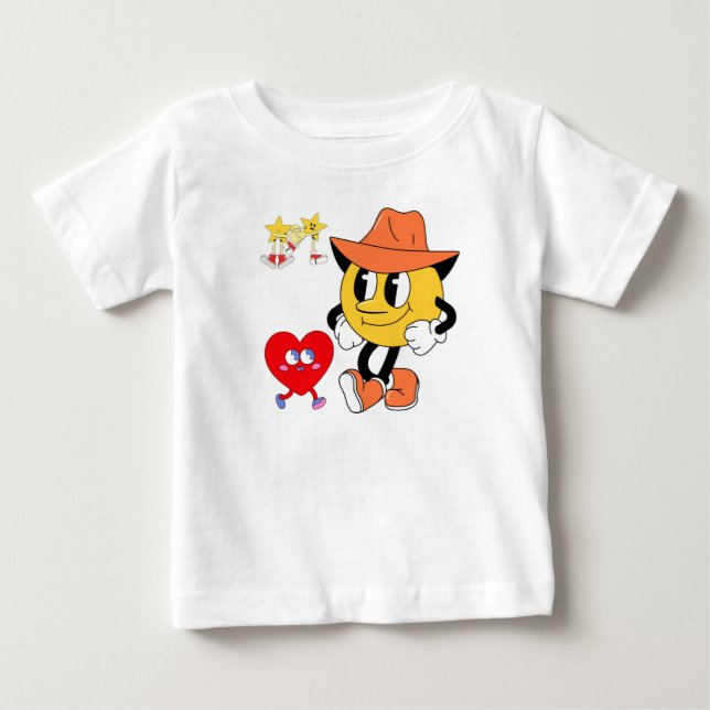 Camiseta Para Bebê Personagens de Desenhos Animais Retrô: Cowboy Smil (Frente)