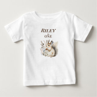 Camiseta Para Bebê Personalised Squirrel 1st Birthday  Baby T-Shirt