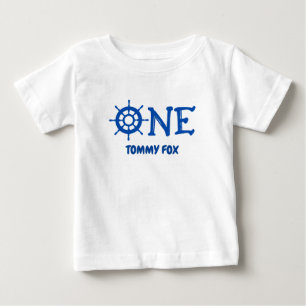 Camiseta Para Bebê Personalizada Uma Roda De Bote De Aniversário Feli