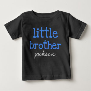 Camiseta Para Bebê Personalizado Adicionar um Nome Texto Azul Irmão P