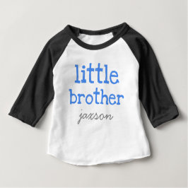 Camiseta Para Bebê Personalizado Adicionar um Nome Texto Azul Irmão P