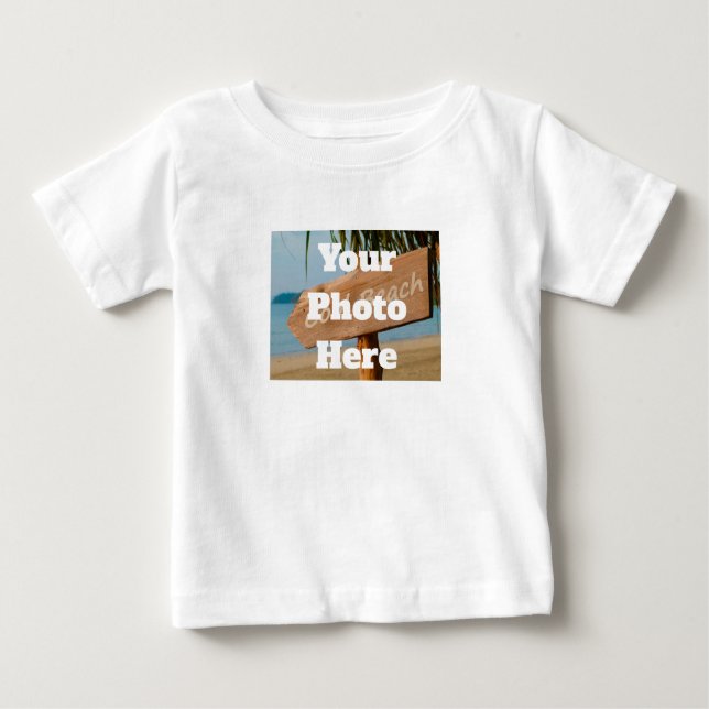 Camiseta Para Bebê Personalizado Adicione Sua Própria Foto Crianças T (Frente)