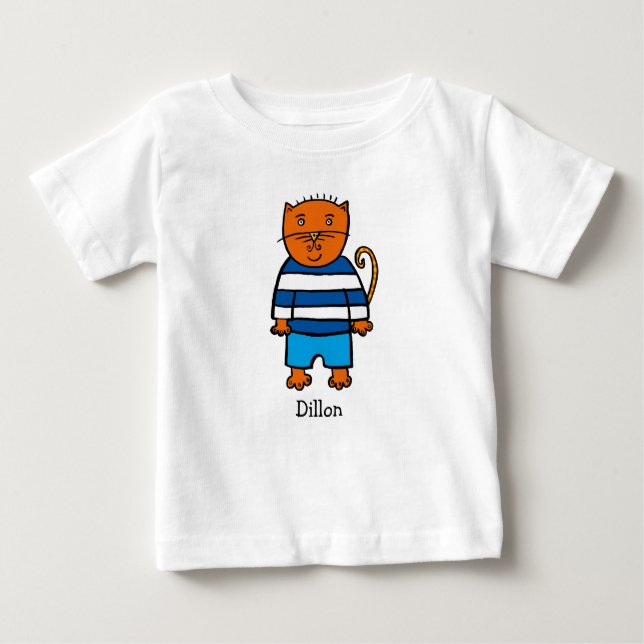 Camiseta Para Bebê Personalizado Dillon, o Gato (Frente)