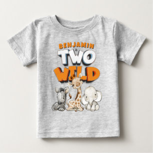 Camiseta Para Bebê Personalizado Dois segundos aniversários Safari Se