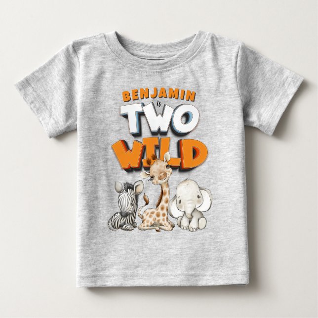 Camiseta Para Bebê Personalizado Dois segundos aniversários Safari Se (Frente)