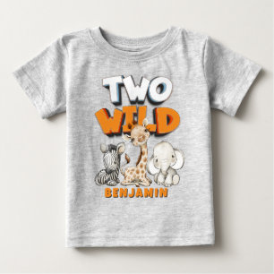 Camiseta Para Bebê Personalizado Dois segundos aniversários Safari Se
