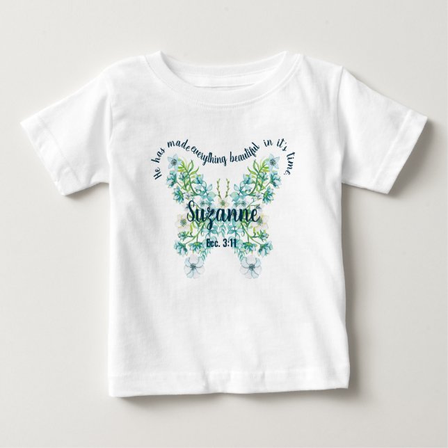 Camiseta Para Bebê Personalizado Ele Fez Tudo Bela (Frente)