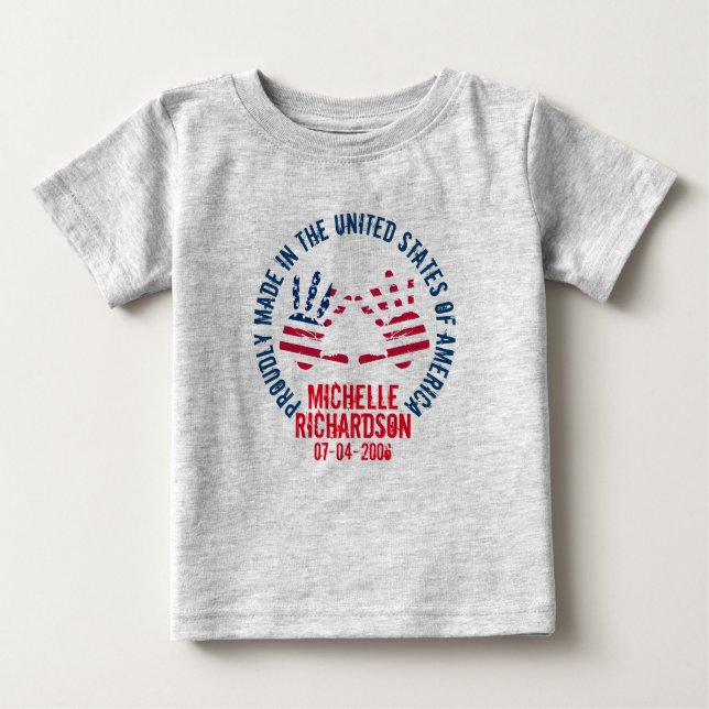 Camiseta Para Bebê Personalizado Fabricado Nos EUA (Frente)