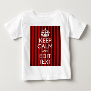 Camiseta Para Bebê Personalizado Mantenha Calmo Seu Texto Vermelho Es