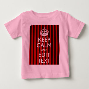 Camiseta Para Bebê Personalizado Mantenha Calmo Seu Texto Vermelho Es