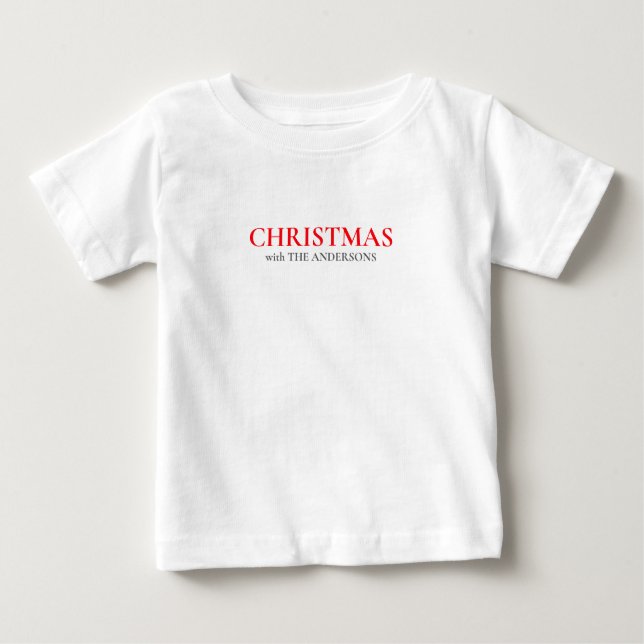 Camiseta Para Bebê Personalizado "Natal com a família" (Frente)