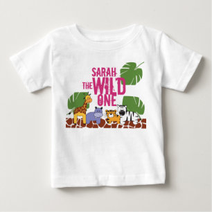 Camiseta Para Bebê Personalizado Sábio Um Safari Primeiro Aniversár