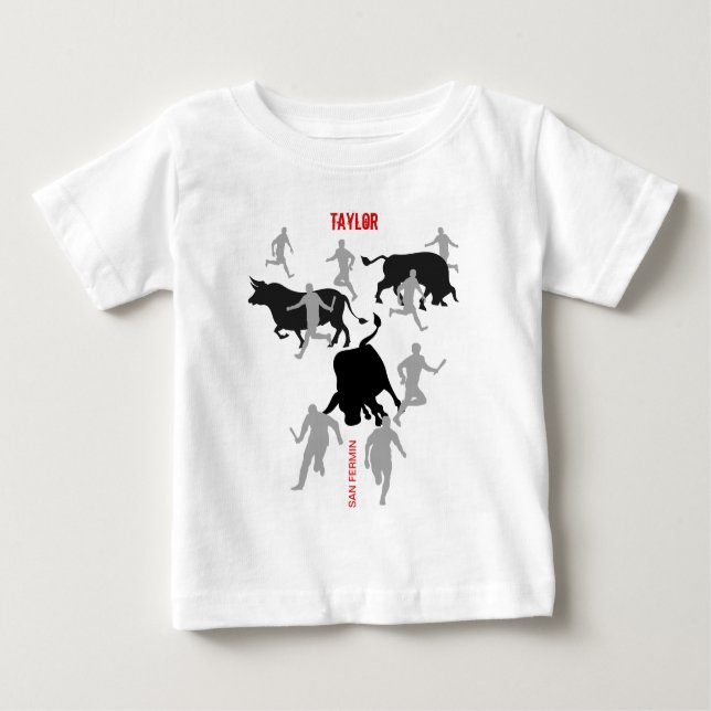 Camiseta Para Bebê Personalizado, San Fermin Pamplona, cererro / exec (Frente)