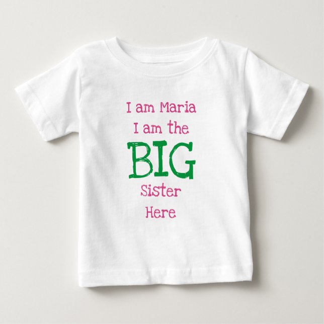 Camiseta Para Bebê Personalizado Sou a Irmã Grande (Frente)