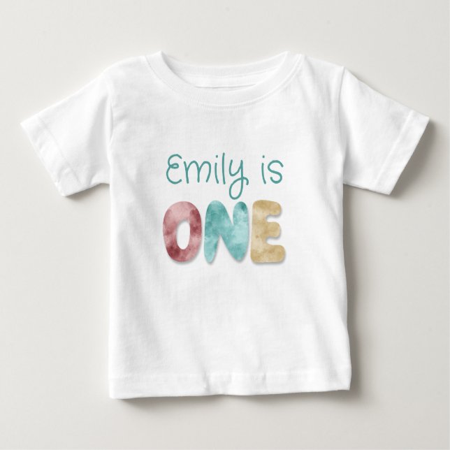 Camiseta Para Bebê Personalizado Um Primeiro Aniversário (Frente)