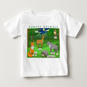 Camiseta Para Bebê Personalizar Animais Florestais Deer Fox Wolf Hedg