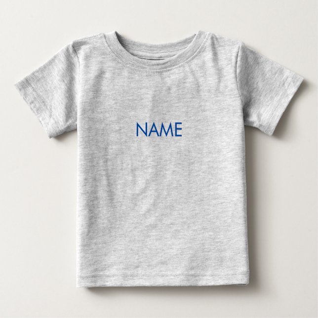Camiseta Para Bebê Personalizar com nome, texto com letras azuis míni (Frente)