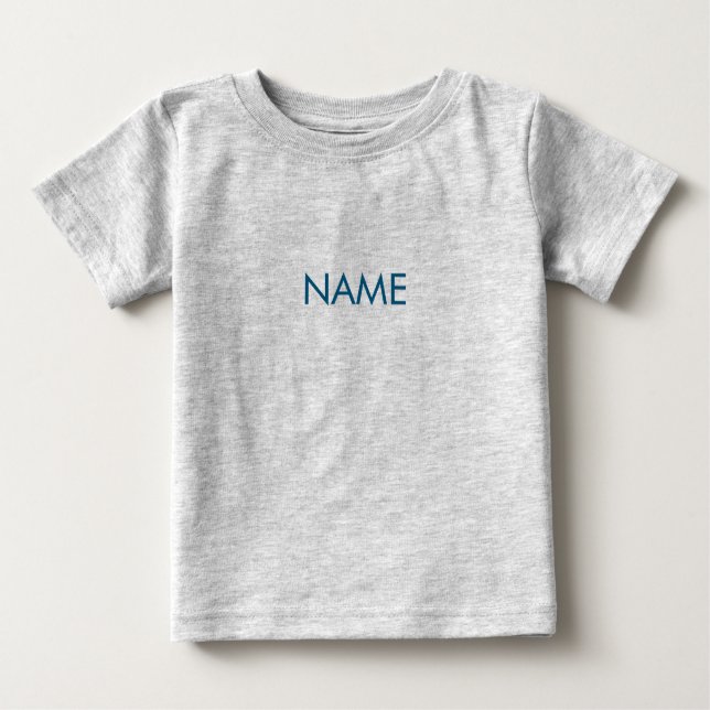 Camiseta Para Bebê Personalizar com nome, texto com letras azuis míni (Frente)