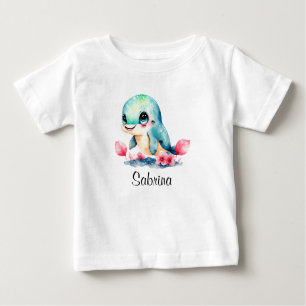 Camiseta Para Bebê Personalizar Crianças-Bebê Dolphin Watercolor