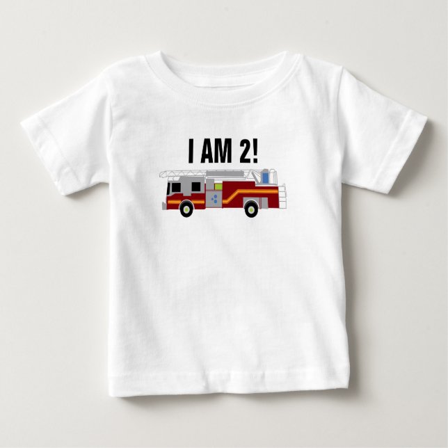 Camiseta Para Bebê Personalizar Firecaminhão Eu sou 2 Bebê Bodycase (Frente)