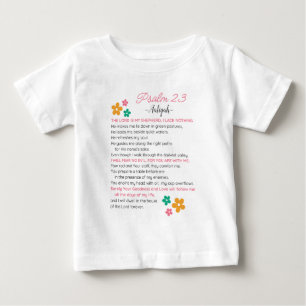 Camiseta Para Bebê Personalizar Flores De Escritura De Bíblia Psalm 2