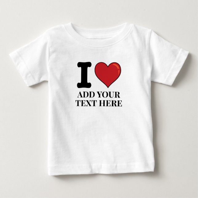 Camiseta Para Bebê Personalizar I Heart (Frente)