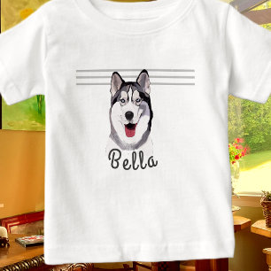 Camiseta Para Bebê Personalizar mensagem Siberian Husky Baby