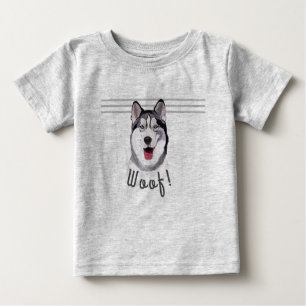 Camiseta Para Bebê Personalizar mensagem Siberian Husky Baby Bib T-Sh