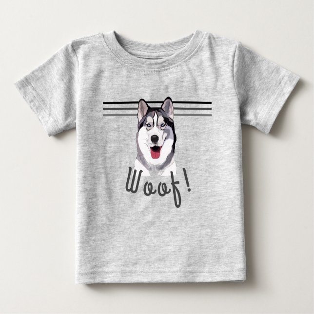 Camiseta Para Bebê Personalizar mensagem Siberian Husky Baby T-Shirt (Frente)