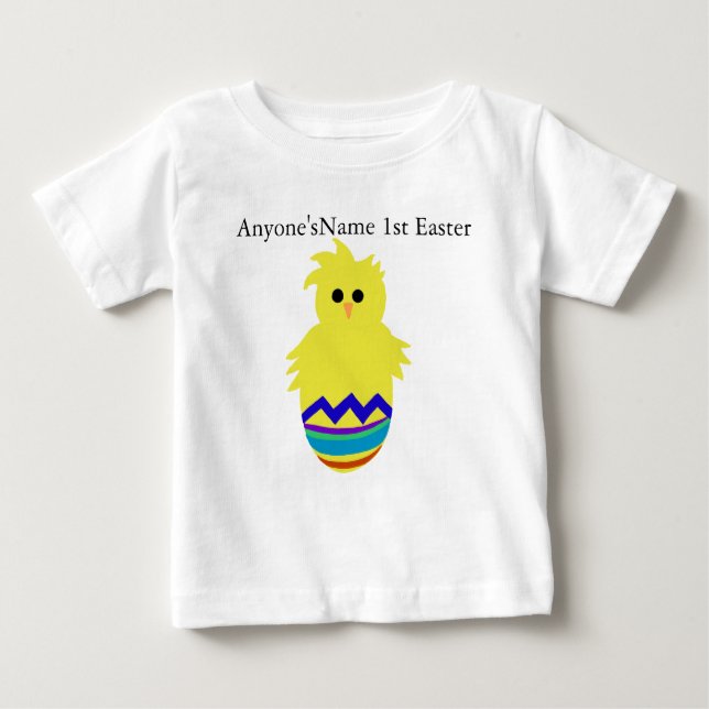 Camiseta Para Bebê PERSONALIZAR NOME 1rua Páscoa Pintinho (Frente)