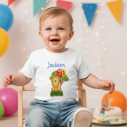 Camiseta Para Bebê Personalizar o Birthday Lion Boy