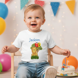 Camiseta Para Bebê Personalizar o Birthday Lion Boy