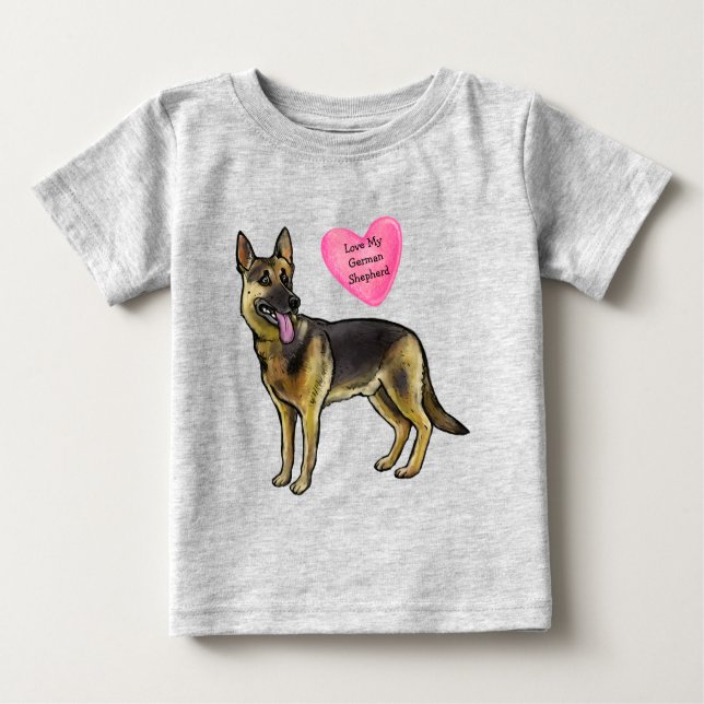 Camiseta Para Bebê Personalizar o meu German shepherd Cachorro Pet (Frente)